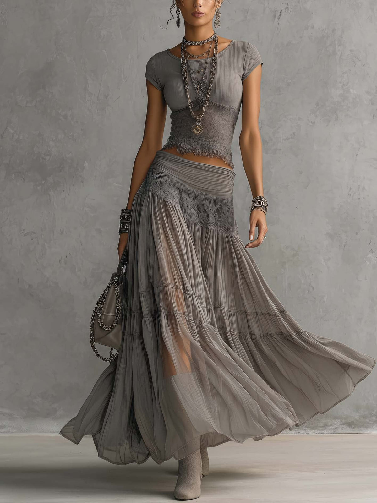 Elena | Set aus langem Kleid mit Top