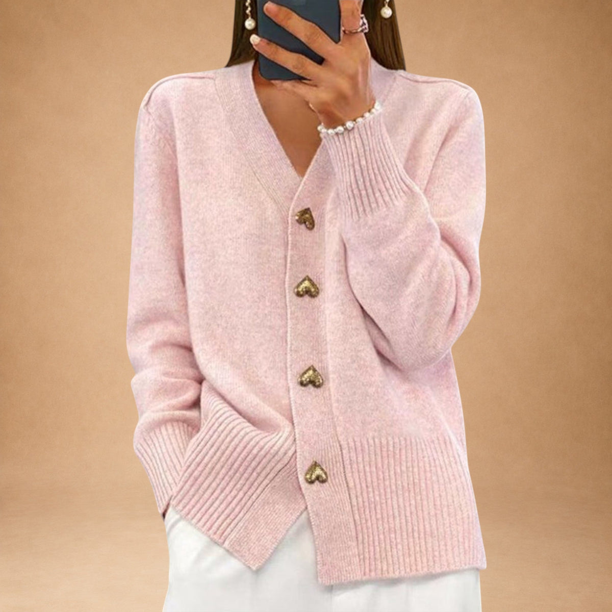 Marij – Damenpullover mit V-Ausschnitt im Vintage-Stil
