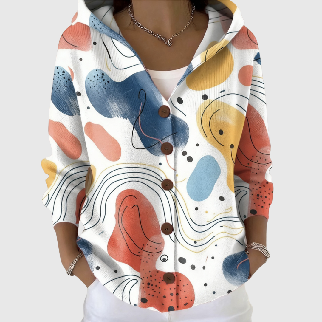 Eleni | Bequemes Strick-Cardigan mit gesteppter Kapuze