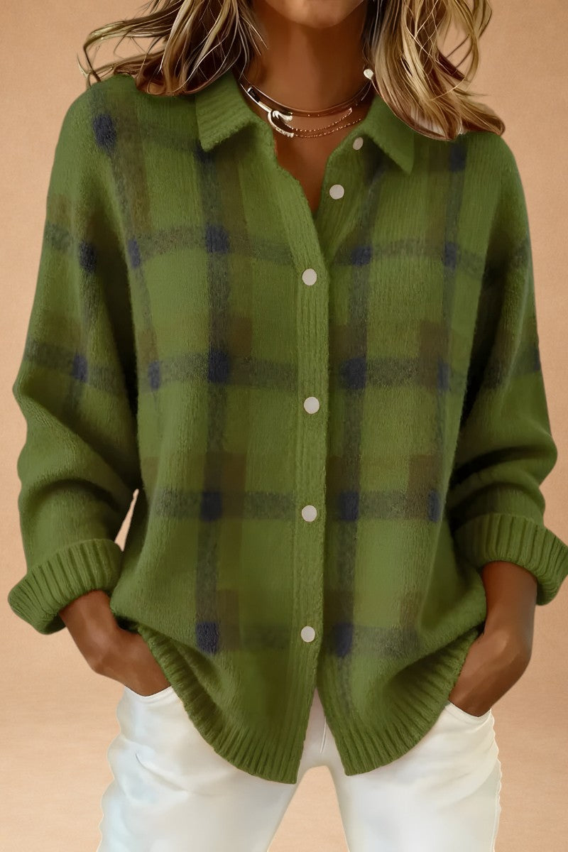 Katerina - Retro handgestrickter Wollpullover mit Kontrast