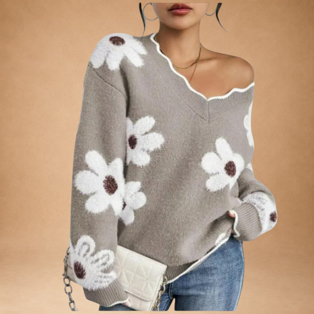 Zenobia - Raffiniertes Strickstück mit Blumenmuster und femininer Linie