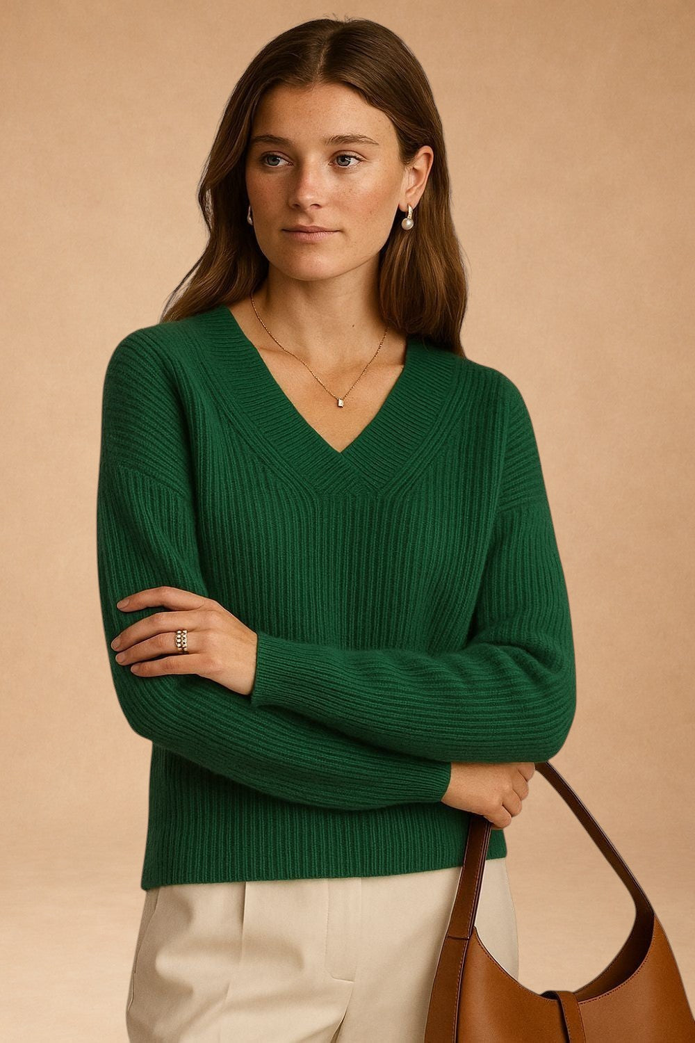 Éliane - Smaragdgrüner Kaschmirpullover