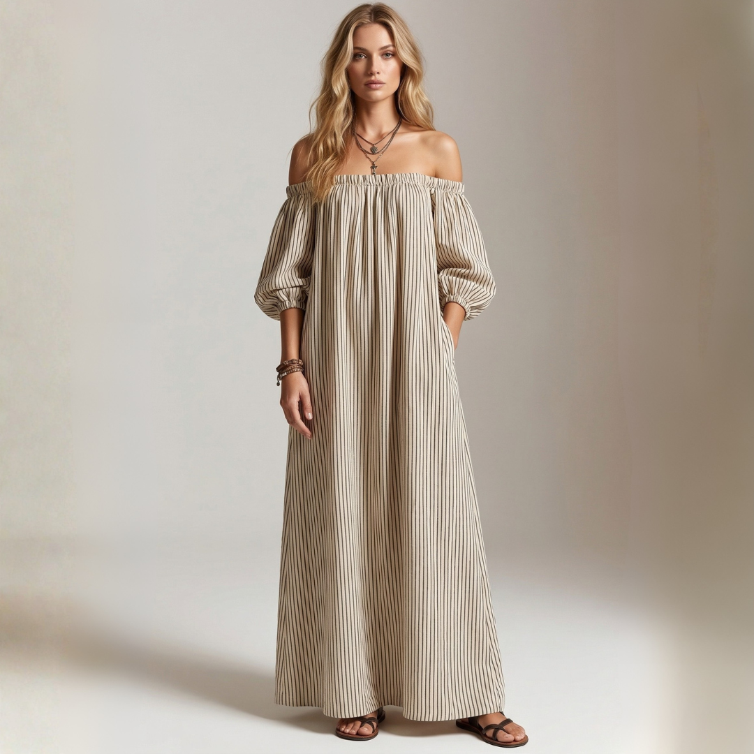 Aura - Maxi-Kleid aus Leinen und Baumwolle
