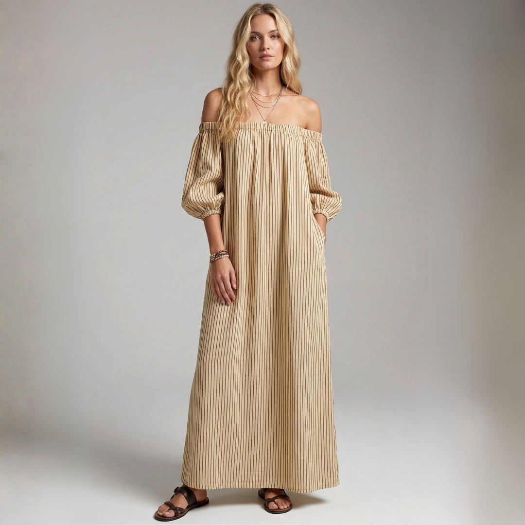 Aura - Maxi-Kleid aus Leinen und Baumwolle