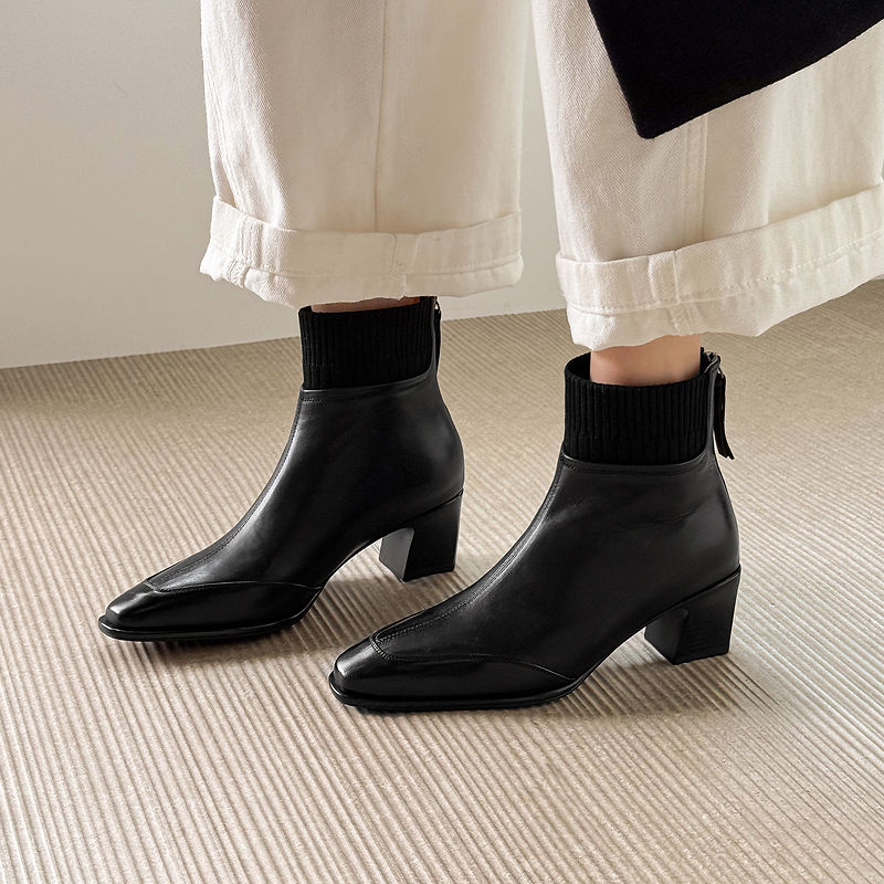 Echte Lederstiefel mit Absatz Noelle