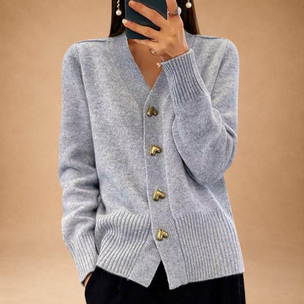 Marij – Damenpullover mit V-Ausschnitt im Vintage-Stil