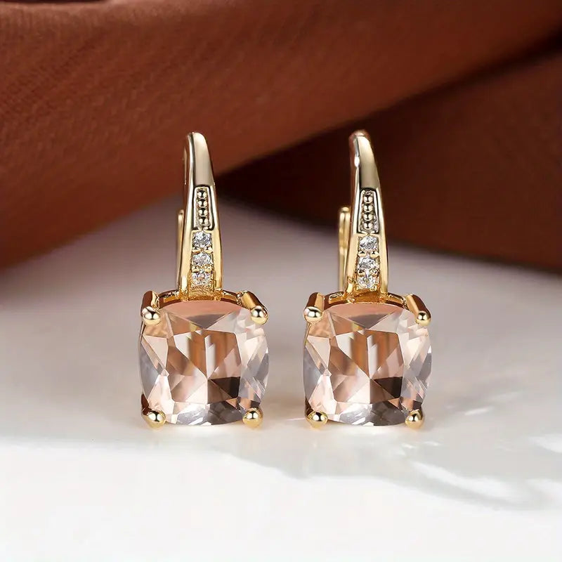 Ring Ohrringe mit verstecktem Stein | Gold
