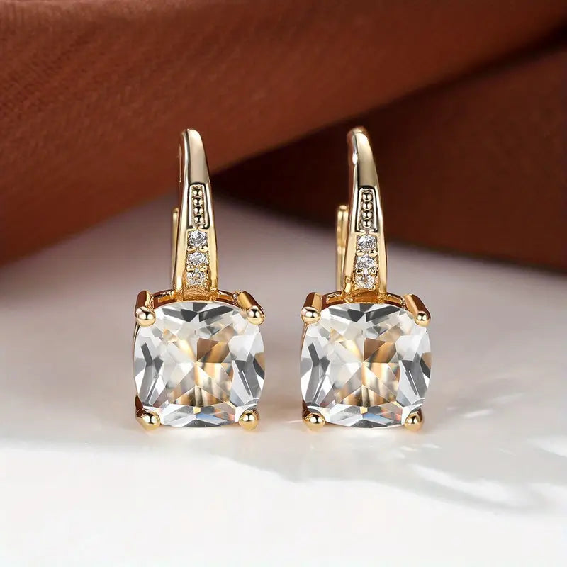 Ring Ohrringe mit verstecktem Stein | Gold