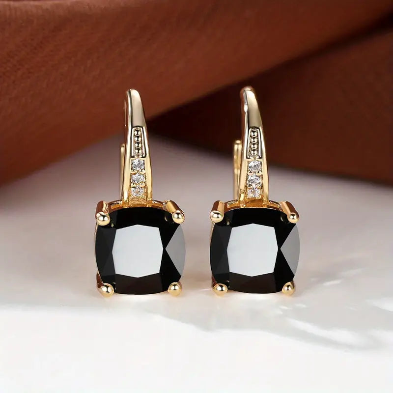 Ring Ohrringe mit verstecktem Stein | Gold
