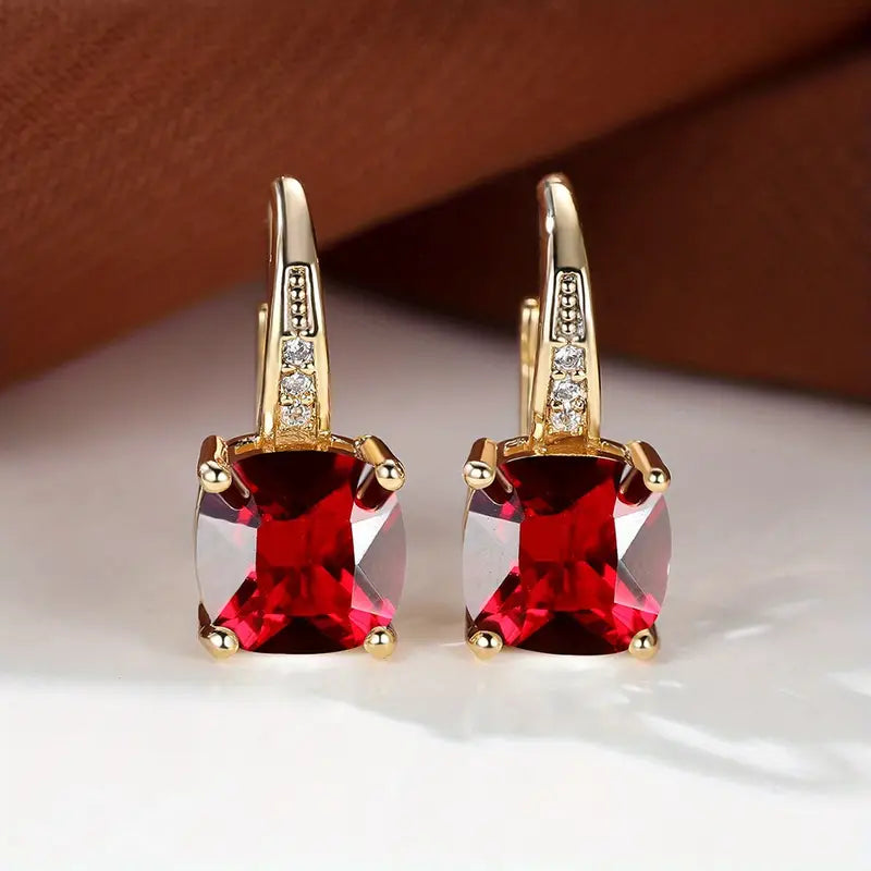 Ring Ohrringe mit verstecktem Stein | Gold