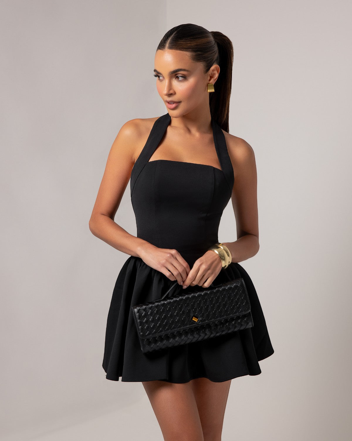 Strukturiertes Bandeau Mini Kleid