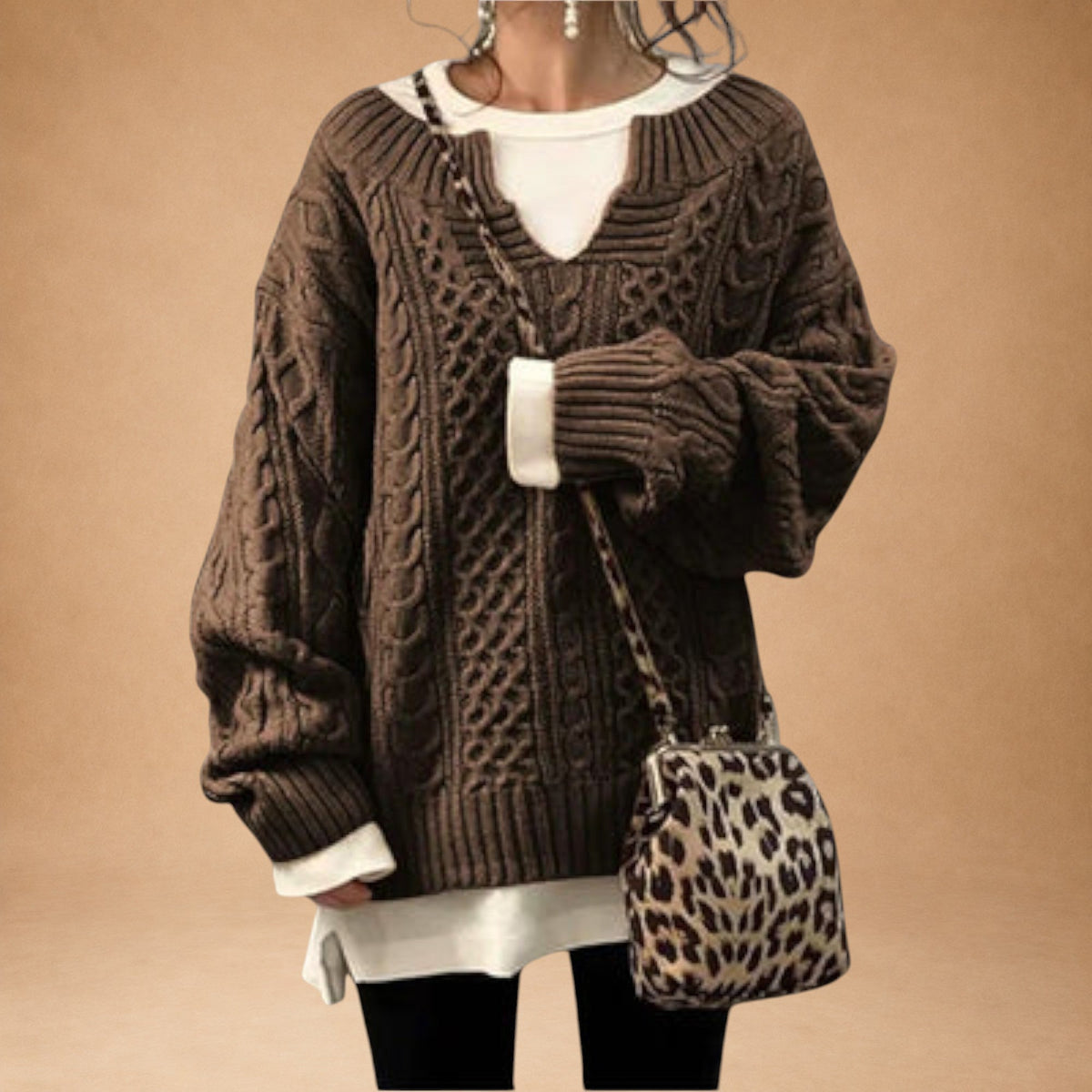 Lili - Übergroßer Strickpullover mit Zopfmuster