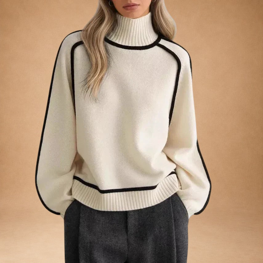Basilika - Eleganter einfarbiger Pullover mit hohem Kragen