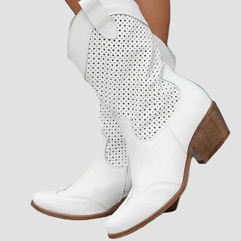 Xenia - Moderne Cowboy-Stiefel aus Jeans mit seitlichem Reißverschluss