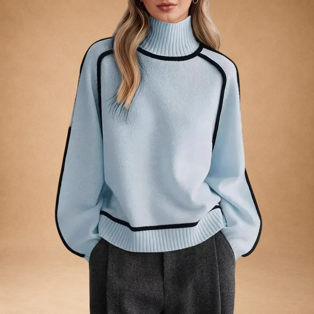 Basilika - Eleganter einfarbiger Pullover mit hohem Kragen