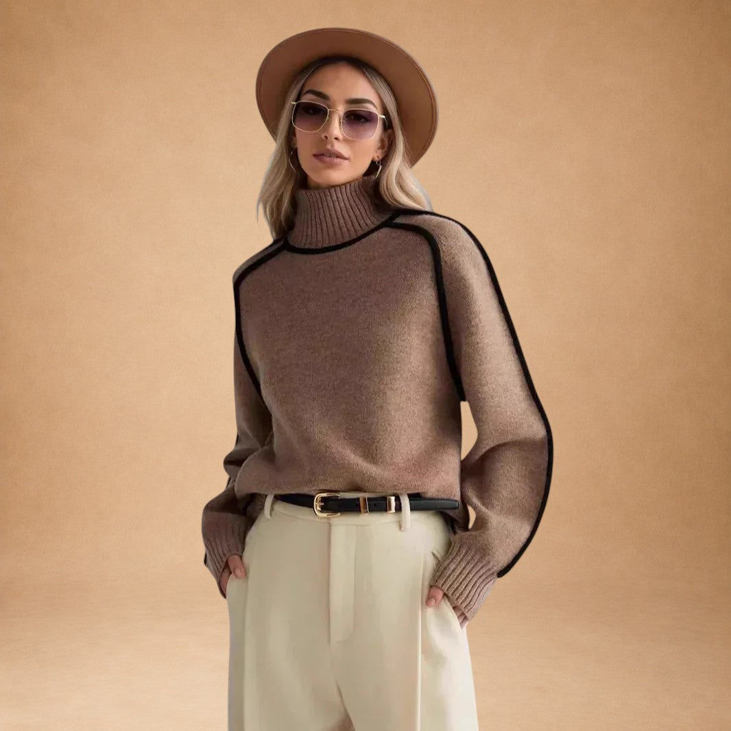 Basilika - Eleganter einfarbiger Pullover mit hohem Kragen