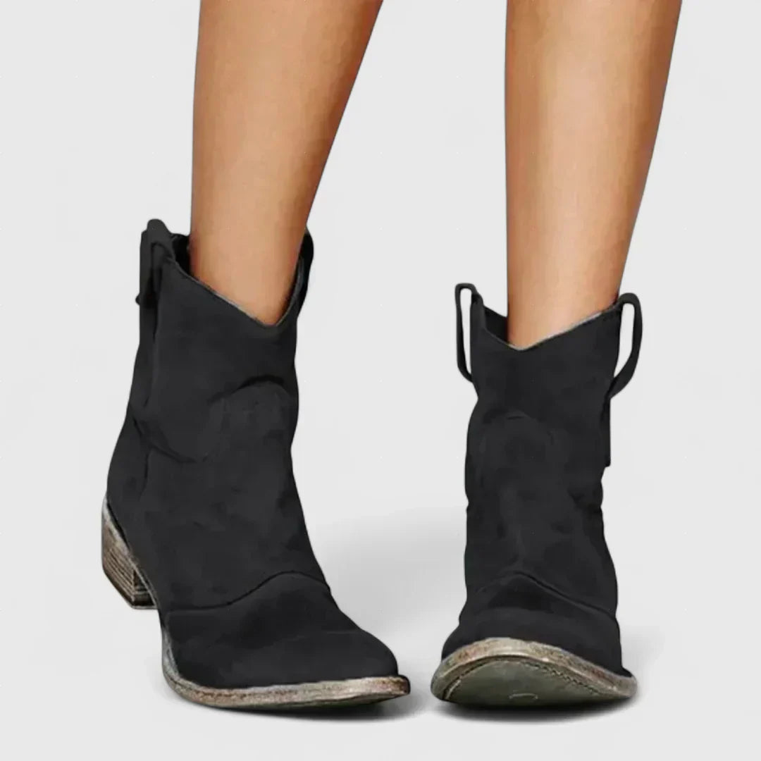 Freiheit - Cowboy-Stiefeletten im Retro-Stil, knöchelhoch, mit elegantem Finish