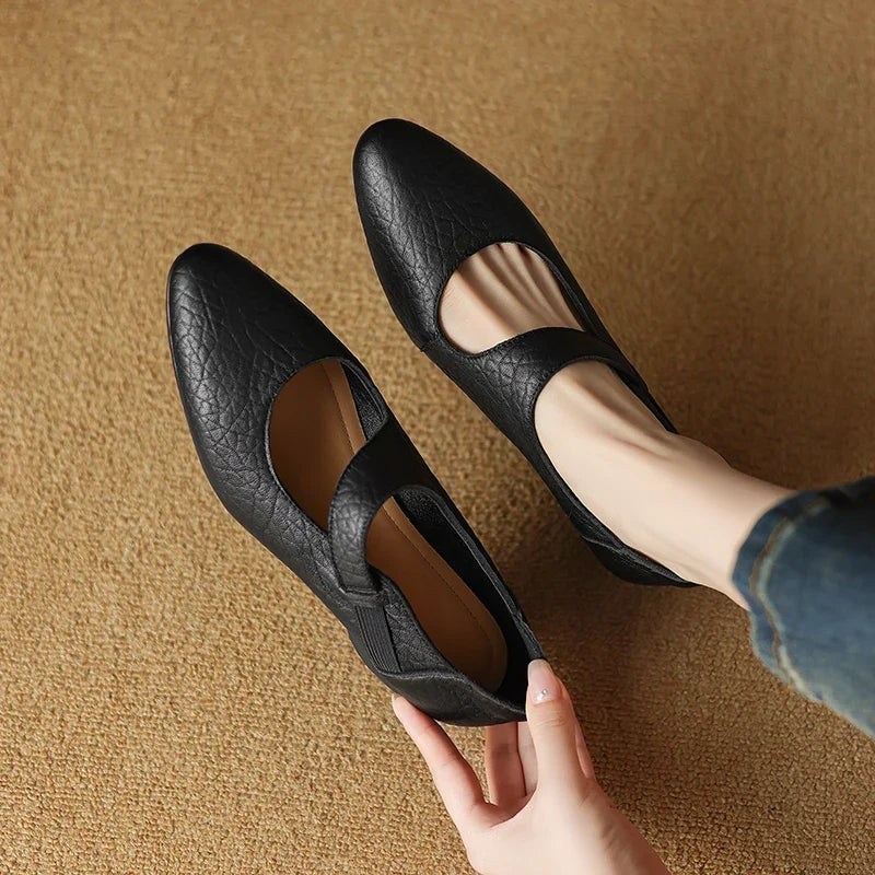 Echte Leder Mary Jane Absatzschuhe