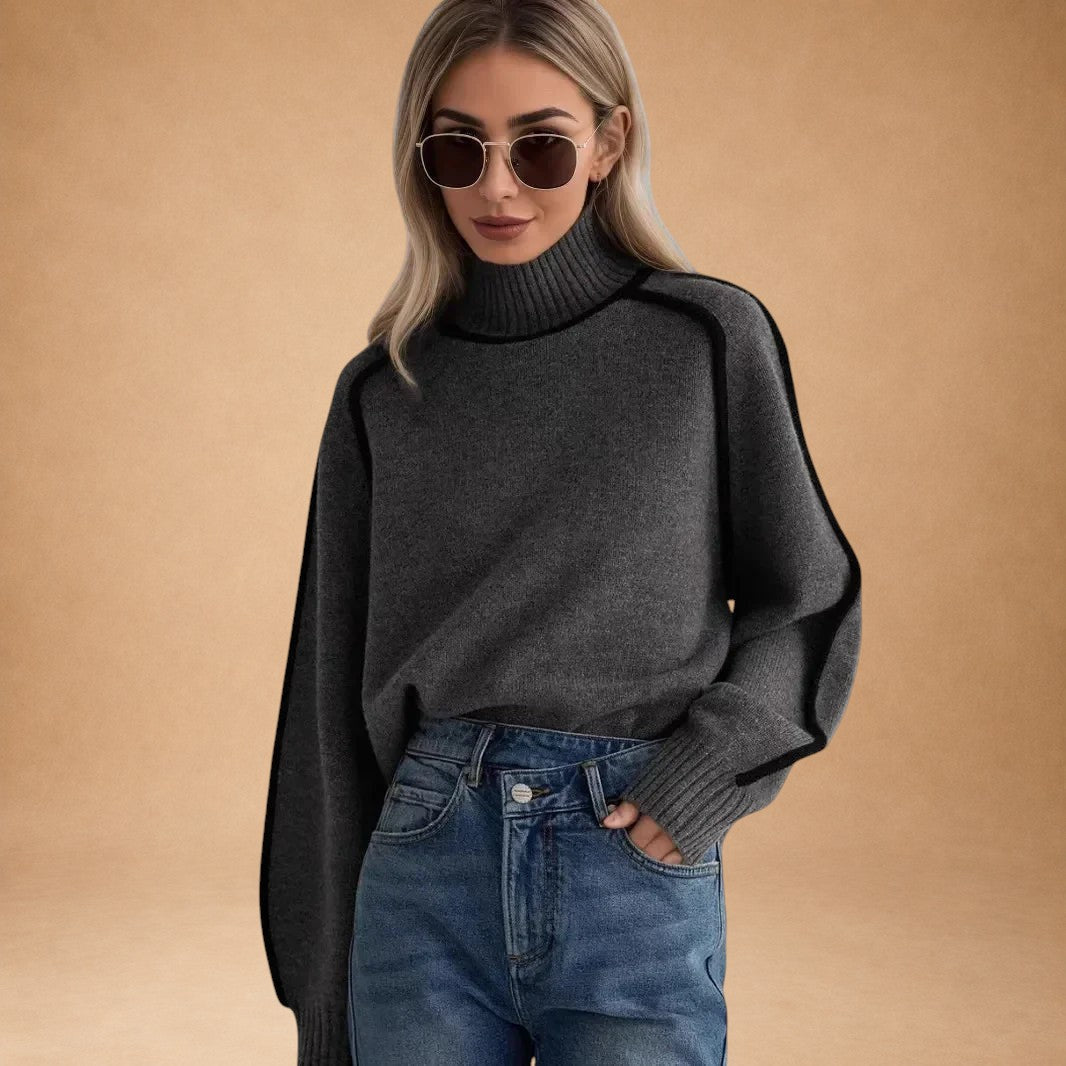 Basilika - Eleganter einfarbiger Pullover mit hohem Kragen