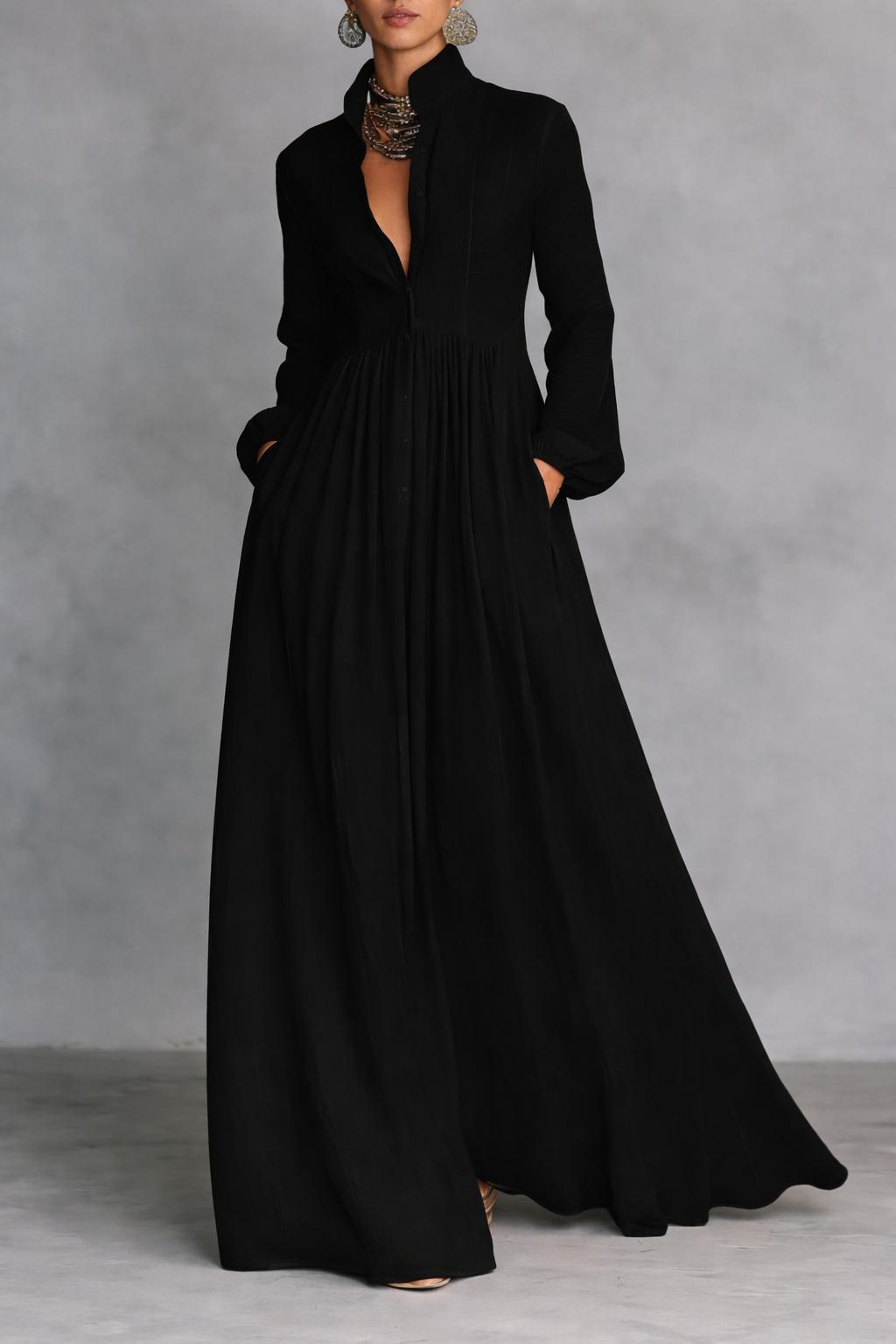 Selena | Langes Kleid mit Knöpfen vorne