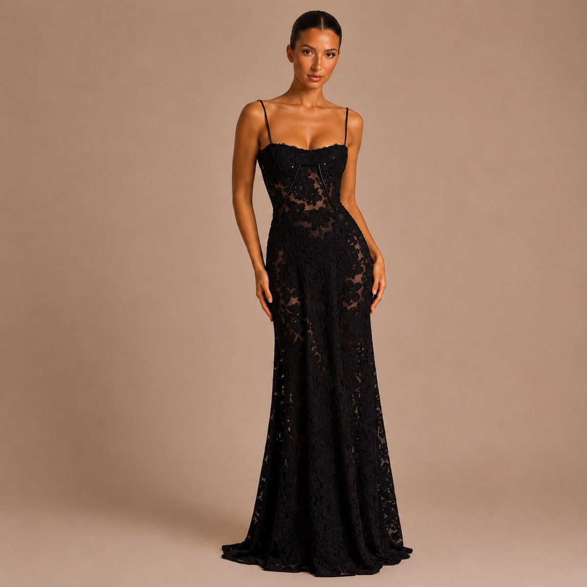 Verona - Langes Kleid aus weißer Spitze