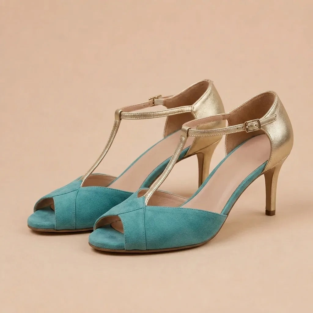 Tourmaline - Zweifarbige Sandalen mit Absatz