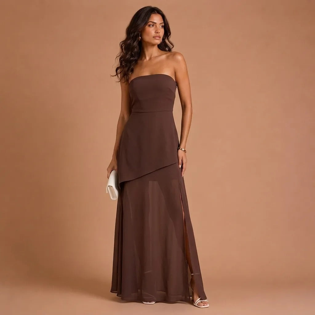 Asymmetrisches Langarmloses Kleid