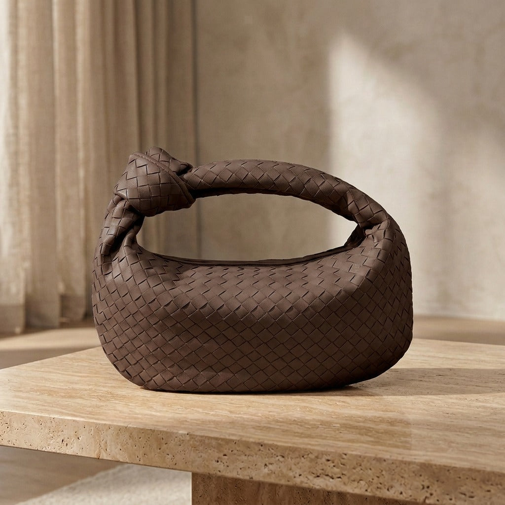Lila Mittlere Tasche Mit Geflochtenem Knoten-Detail