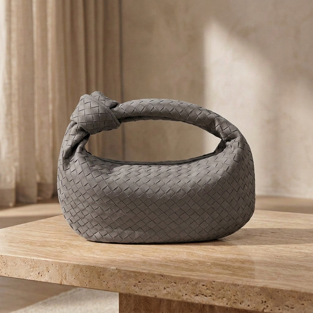Lila Mittlere Tasche Mit Geflochtenem Knoten-Detail
