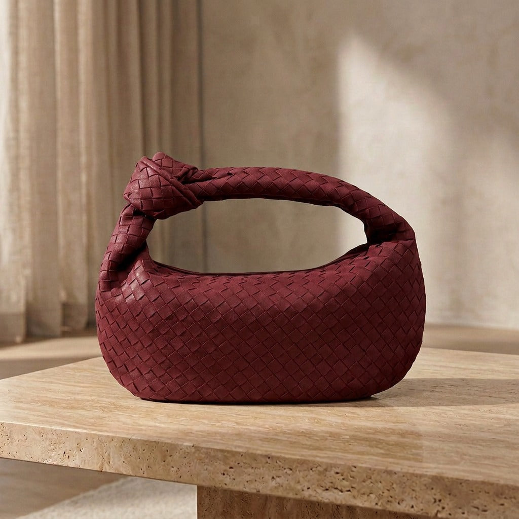 Lila Mittlere Tasche Mit Geflochtenem Knoten-Detail