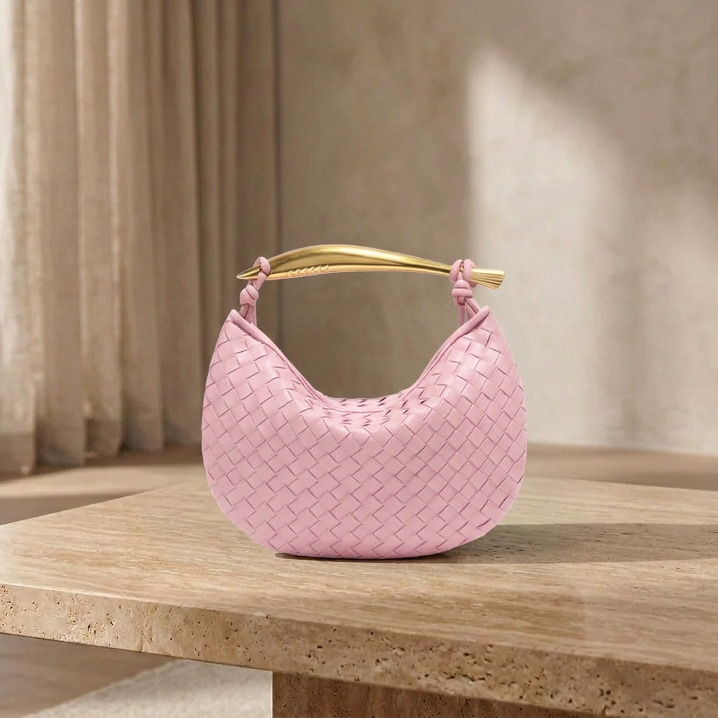 Gerda Bolso Woven Tasche mit Goldgriff