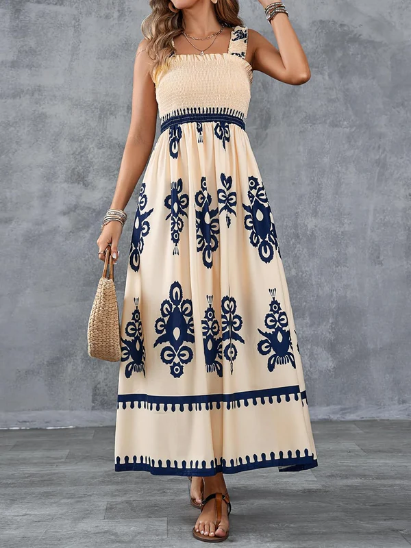 Martina | Langes Kleid mit künstlerischem Design und elastischem Bund