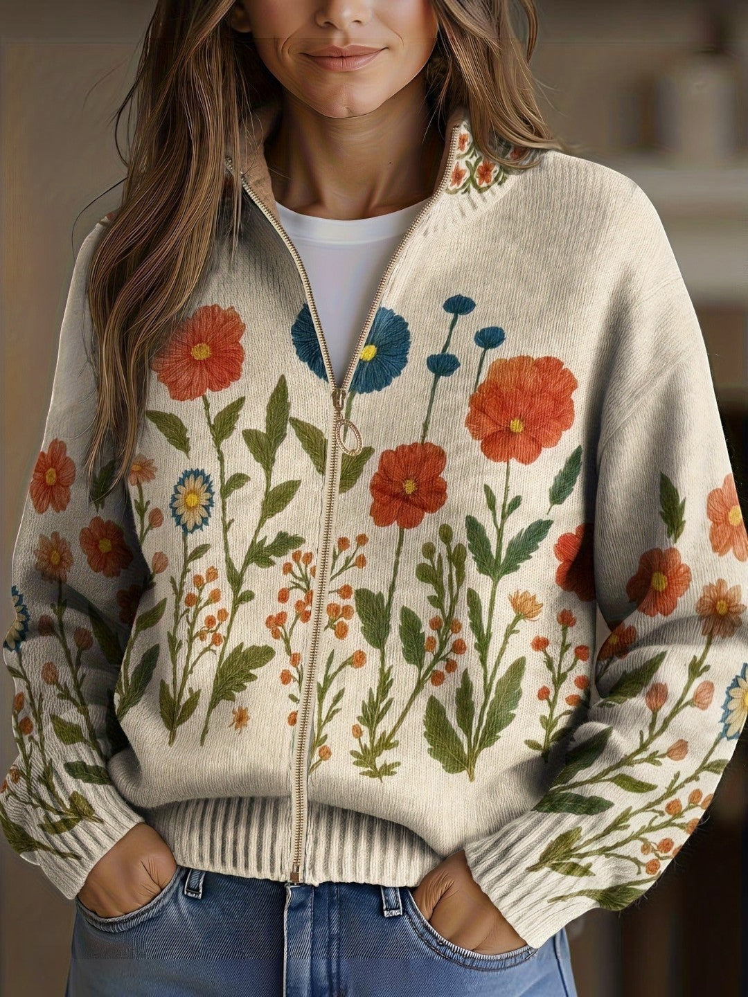 Andrea | Cardigan mit Wildblumenmuster