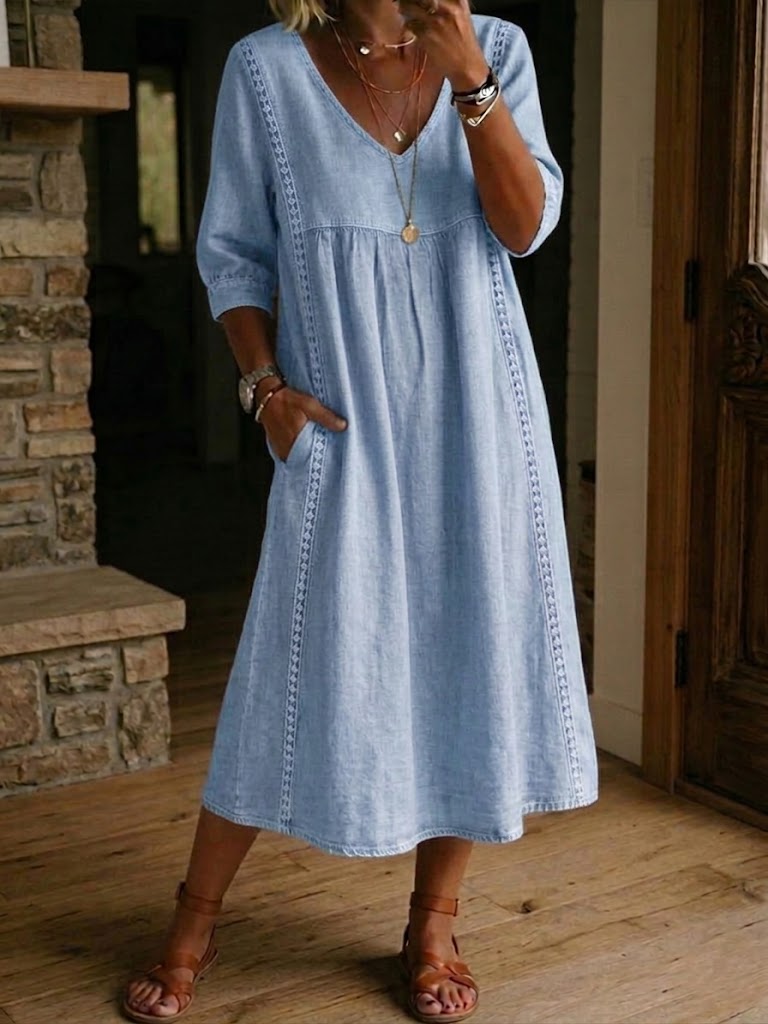 Alba | Langes Kleid mit künstlerischem Blumenmuster aus hochwertiger Baumwolle