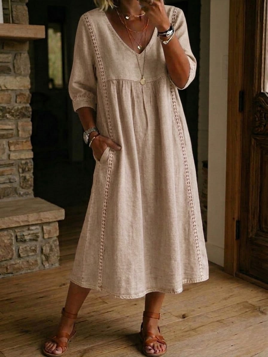 Alba | Langes Kleid mit künstlerischem Blumenmuster aus hochwertiger Baumwolle