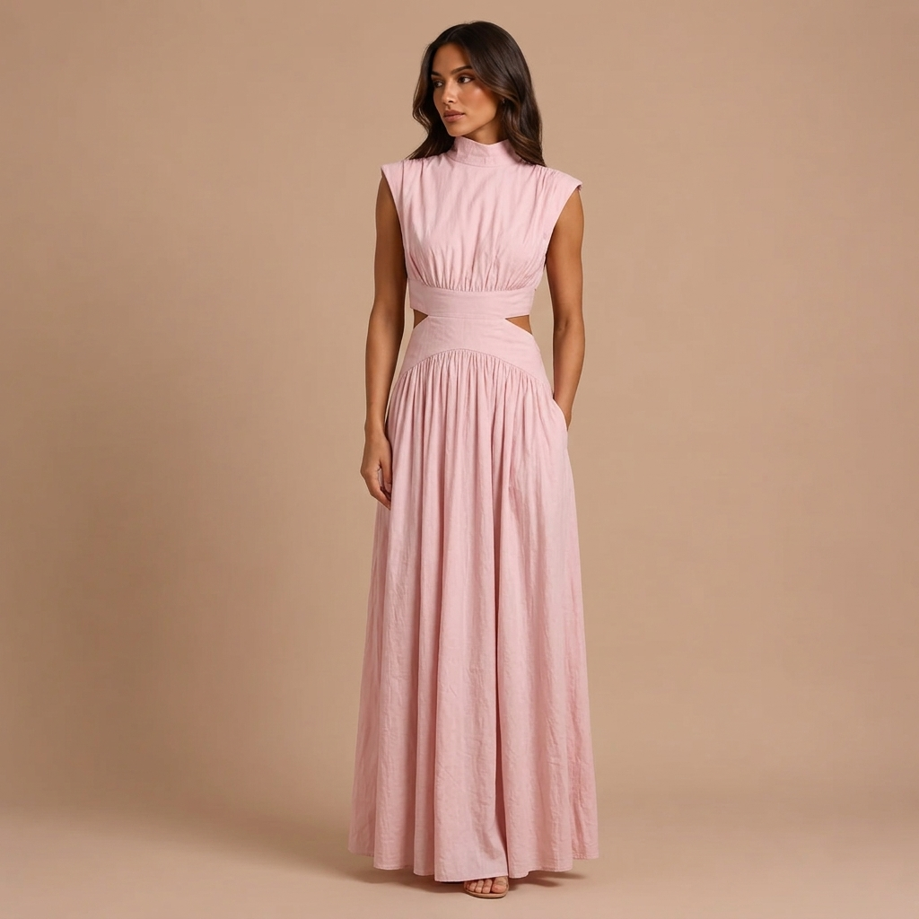 Maxi Kleid ohne Ärmel mit offenen Details