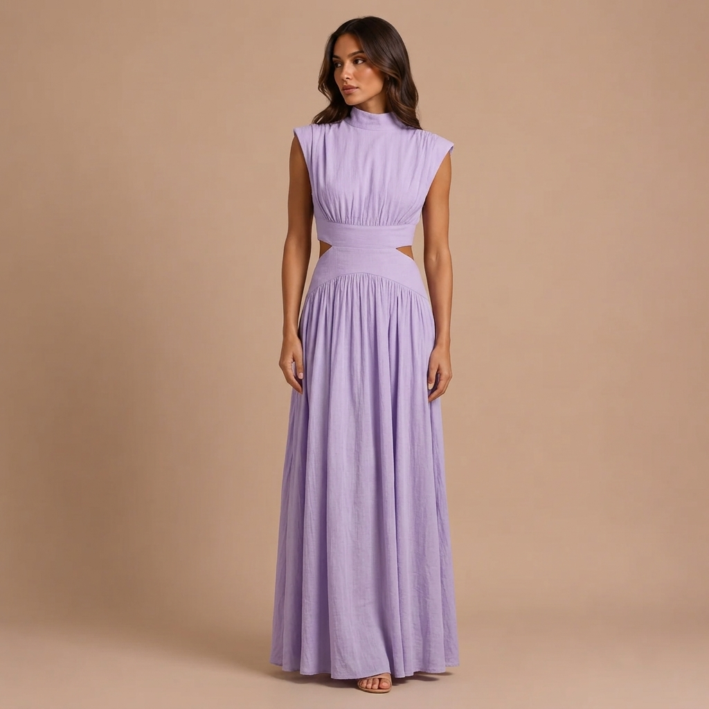 Maxi Kleid ohne Ärmel mit offenen Details