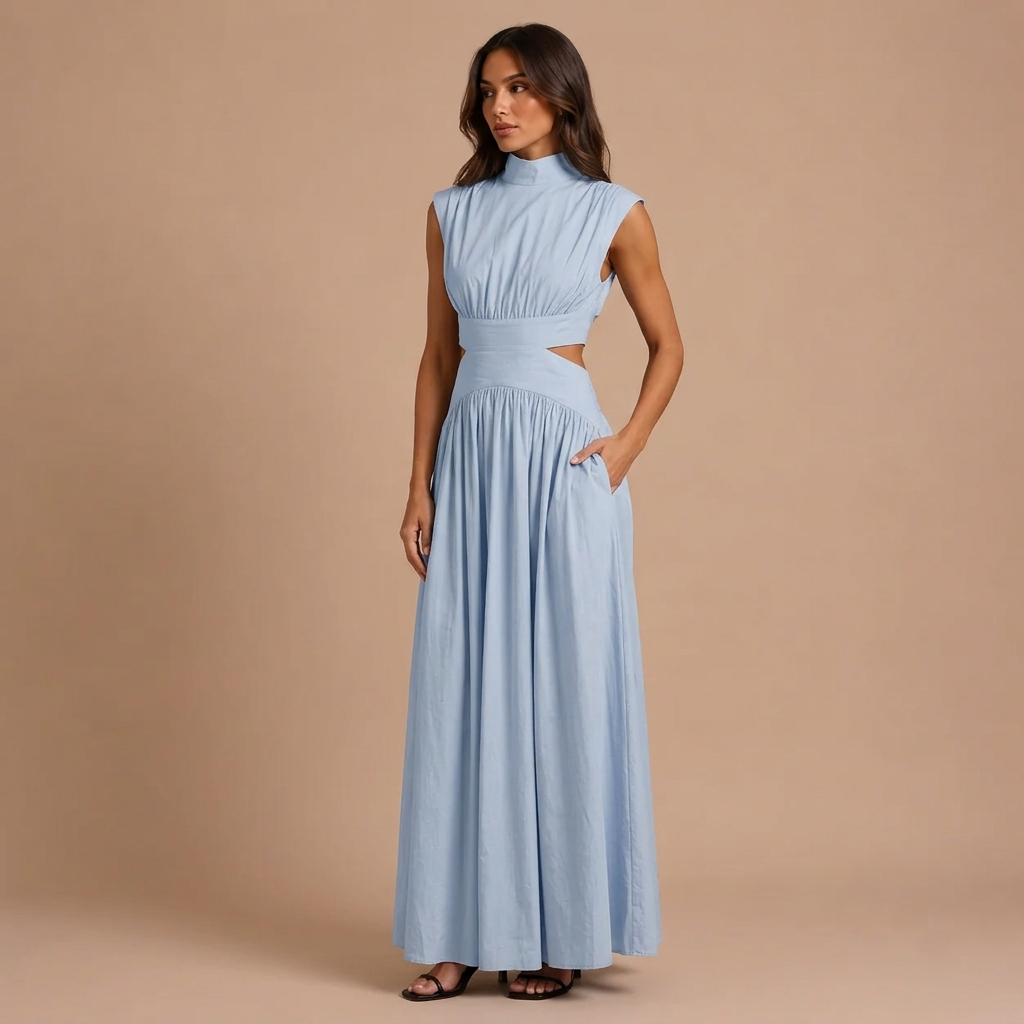 Maxi Kleid ohne Ärmel mit offenen Details